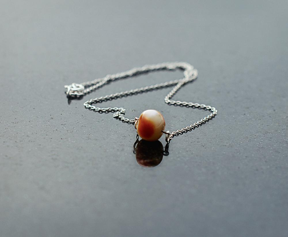 Handmade Necklace Of Success- Amber On Sterling Silver 925 Chain- 39cm Long